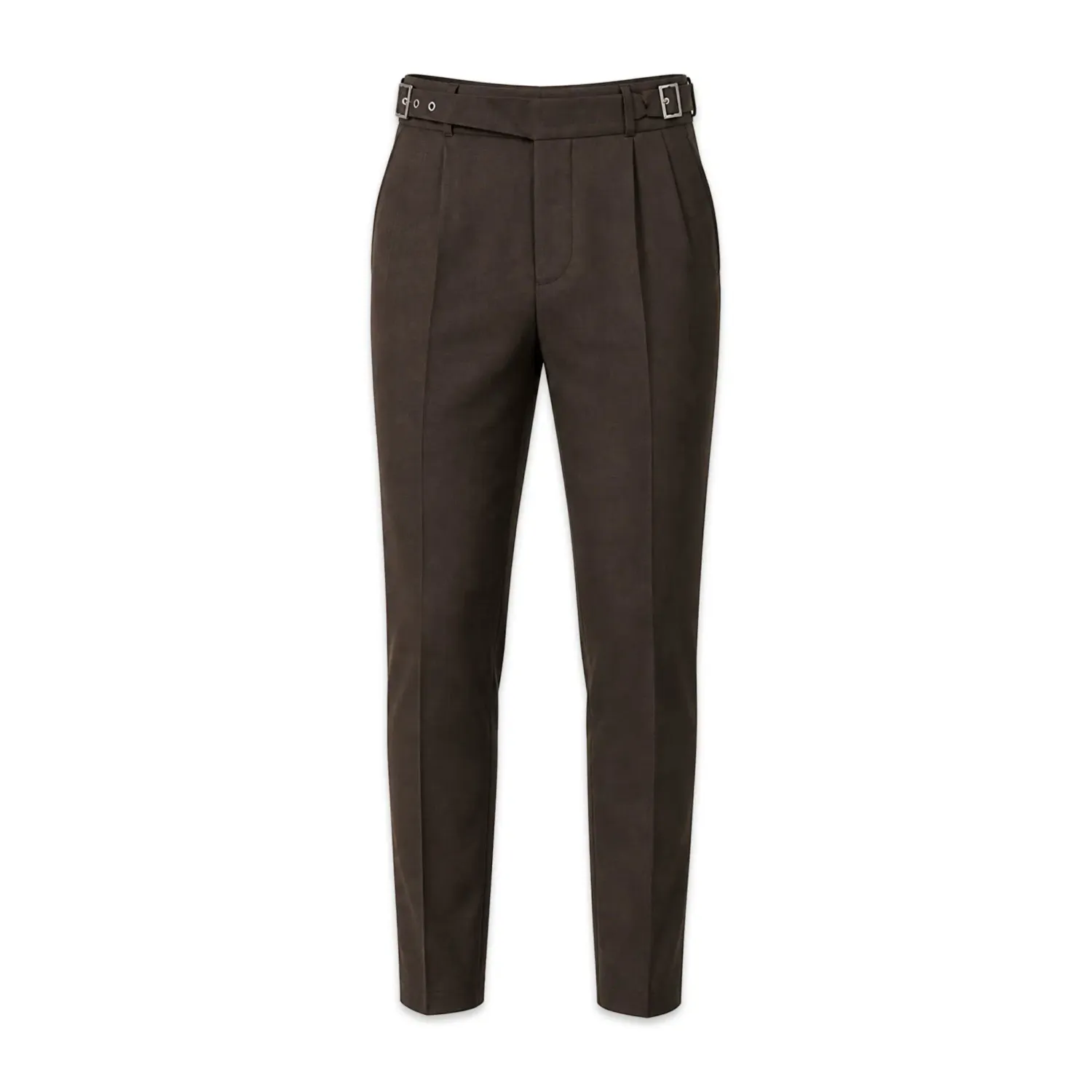 TBS Calça Masculina Alfaiataria Castanha com Fivelas Laterais