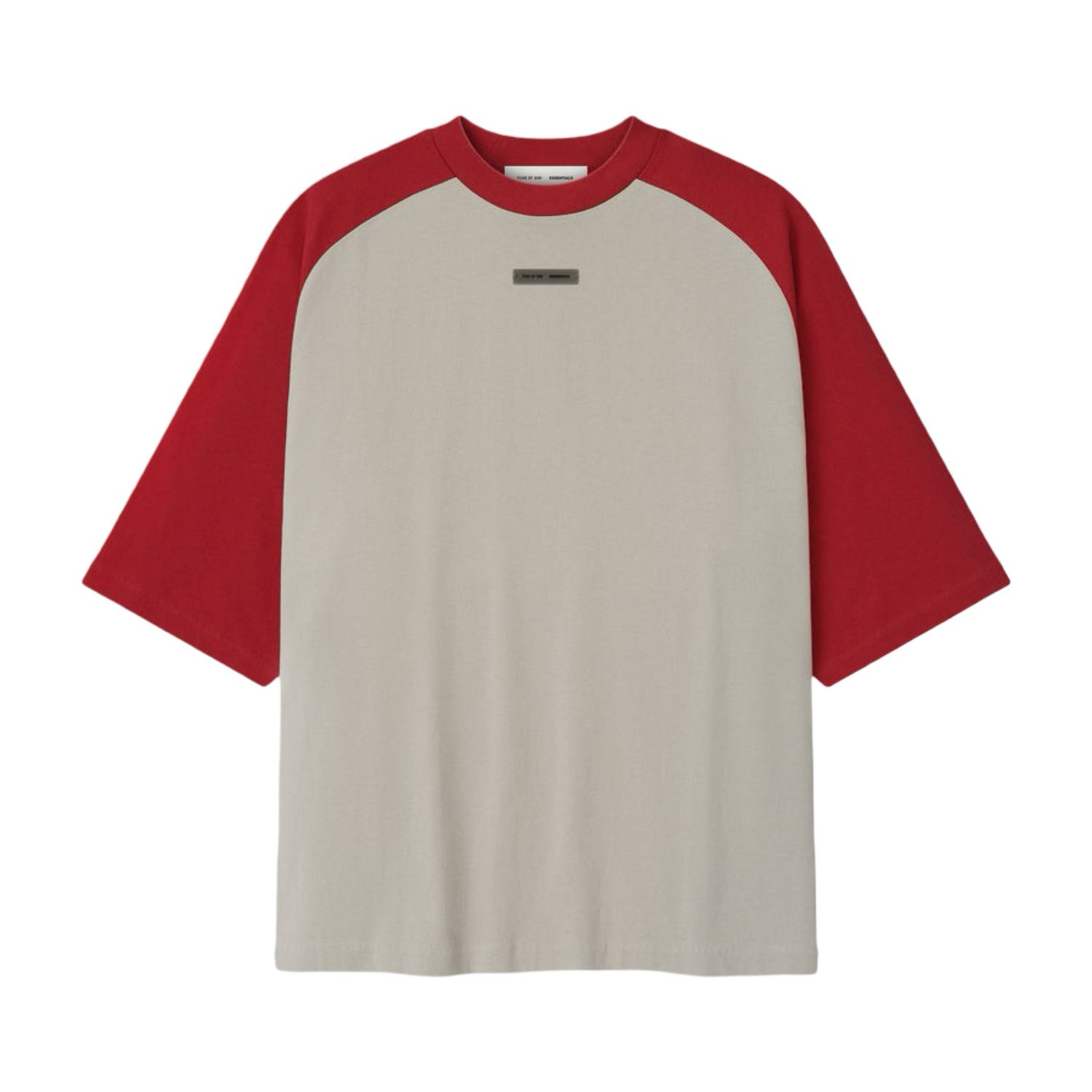 Fear Of God Essentials Baseball Tee in Grey &amp; Red 