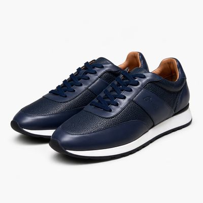 Brioni ténis Brioni em Pele Azul-Marinho — Elegância Casual Premium
