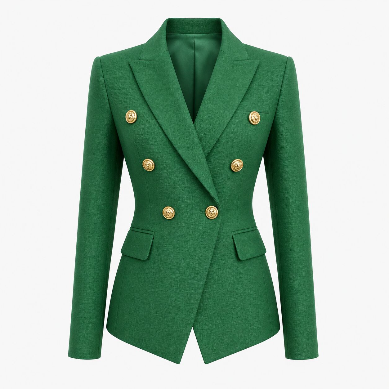 Blazer Verde Estruturado com Botões Dourados