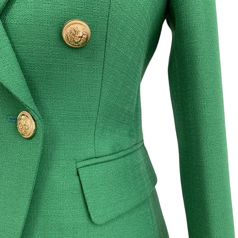 Blazer Verde Estruturado com Botões Dourados