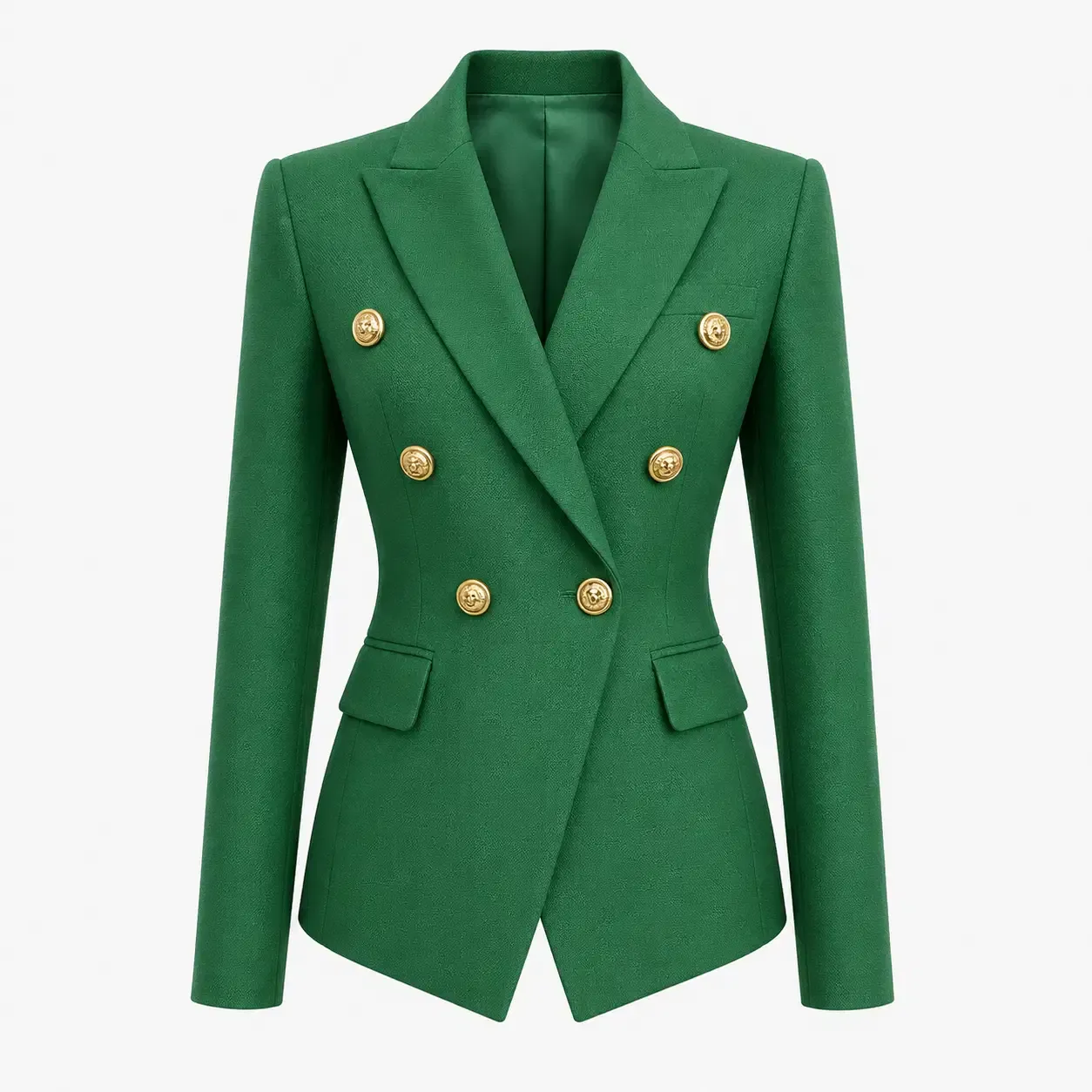 Blazer Verde Estruturado com Botões Dourados