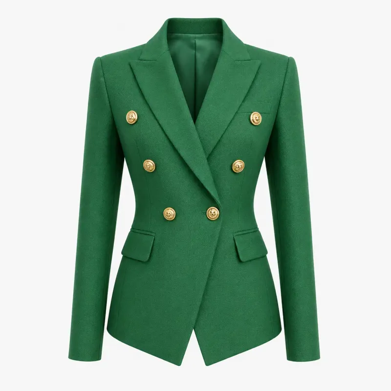 Blazer Verde Estruturado com Botões Dourados