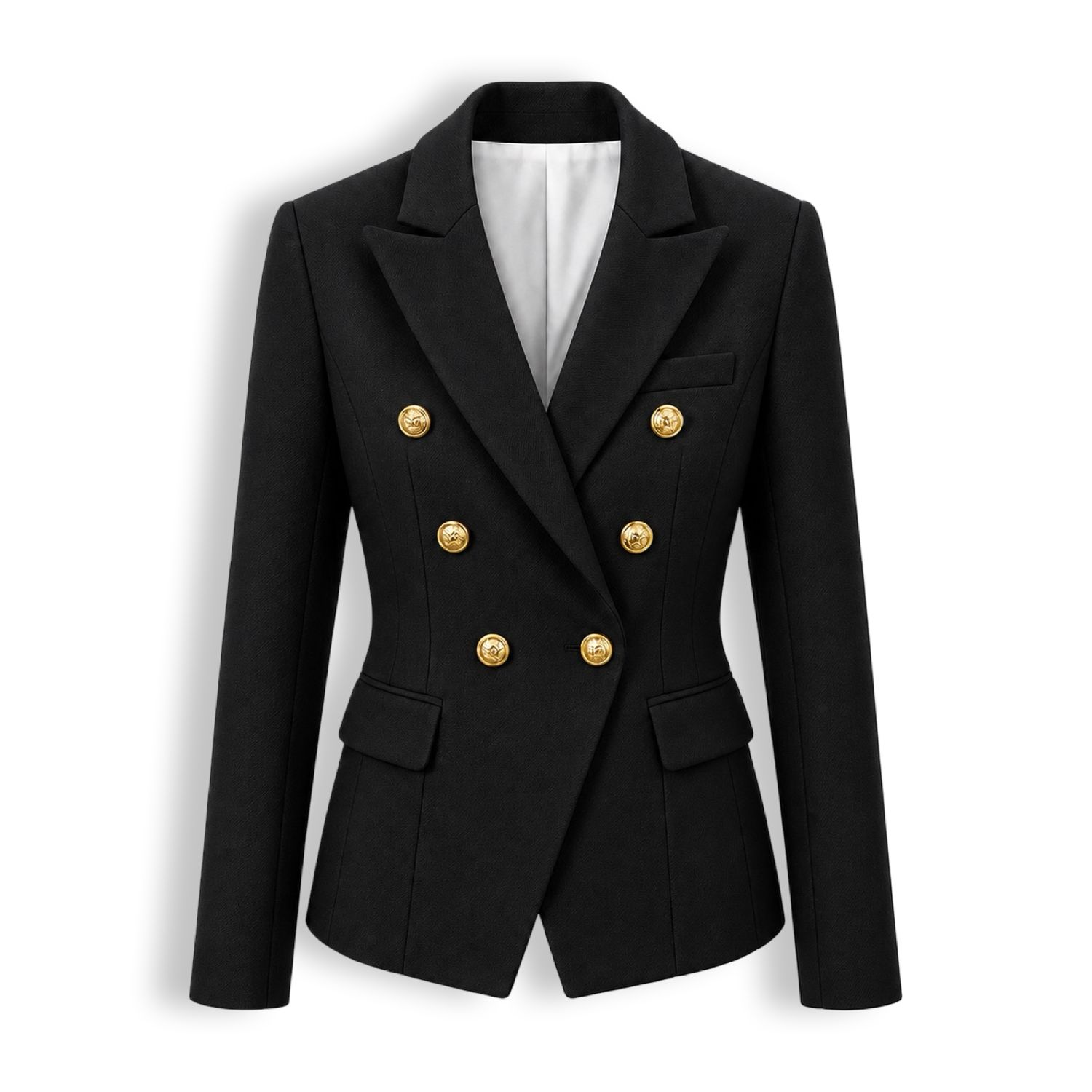 TBS Blazer Preto Estruturado com Botões Dourados TBS Blazer Preto Estruturado com Botões Dourados