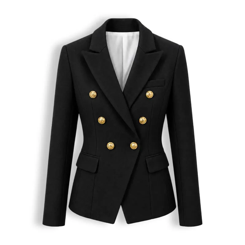 TBS Blazer Preto Estruturado com Botões Dourados