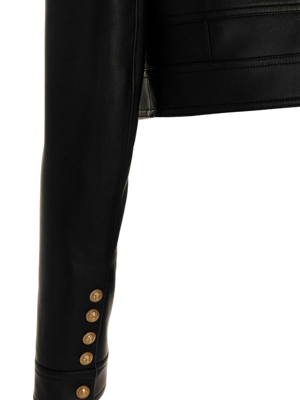 TBS leather jacket short preta