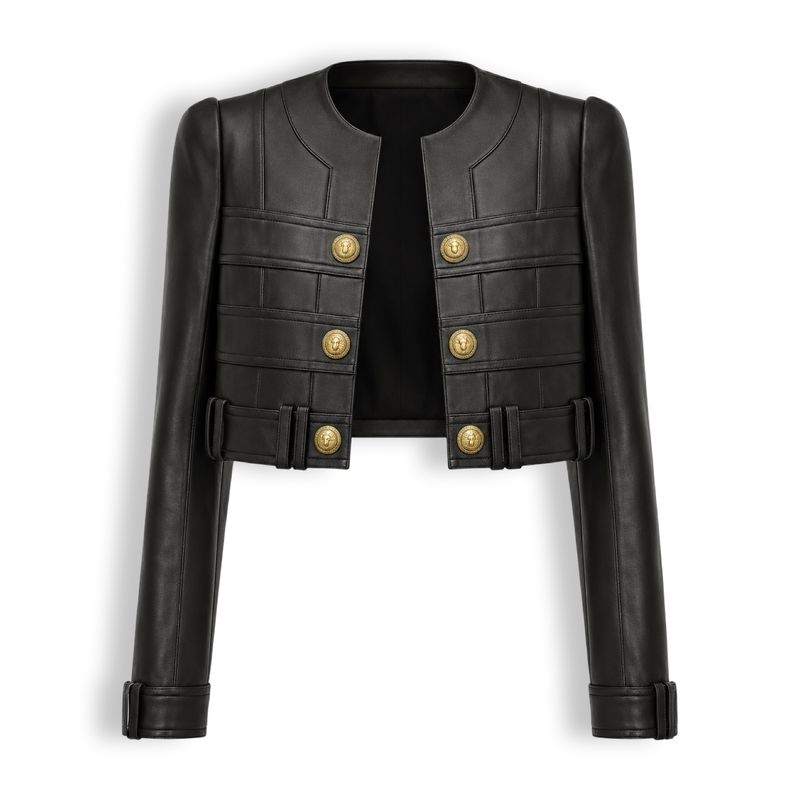 TBS leather jacket short preta