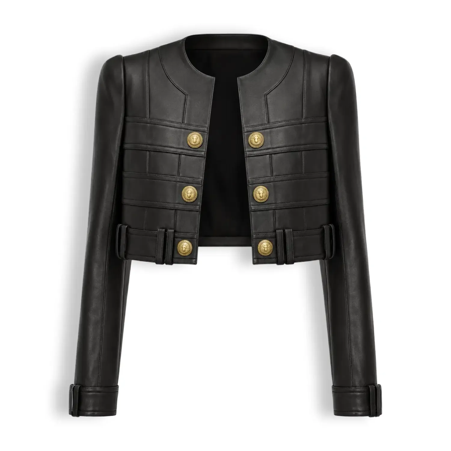 TBS leather jacket short preta