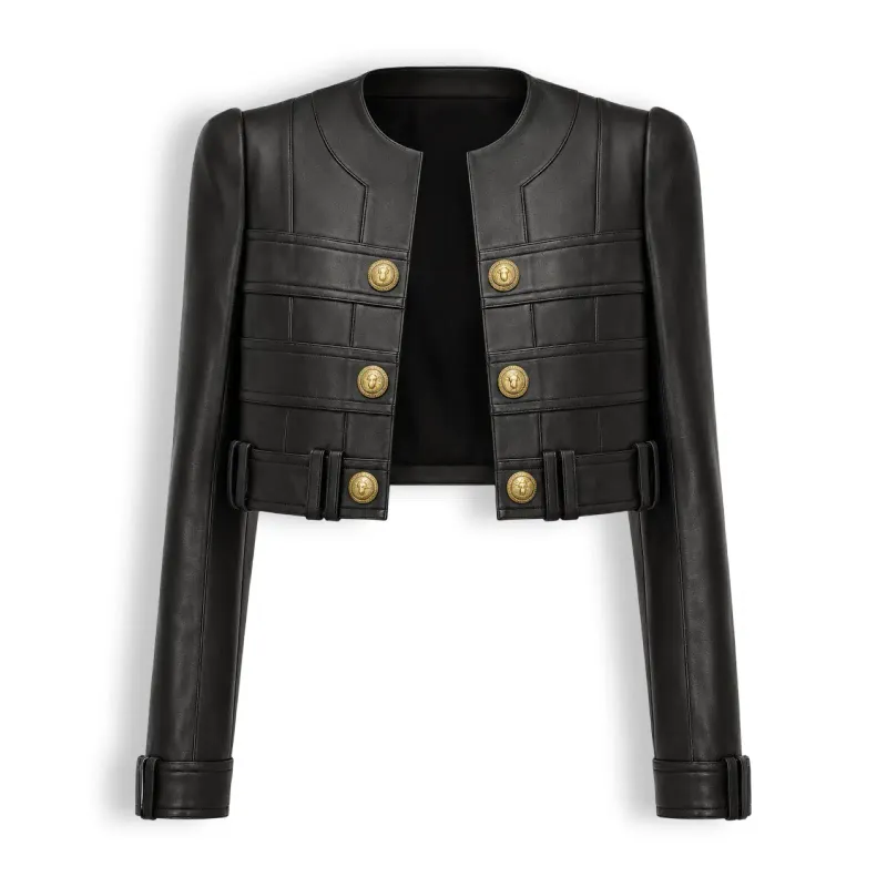 TBS leather jacket short preta