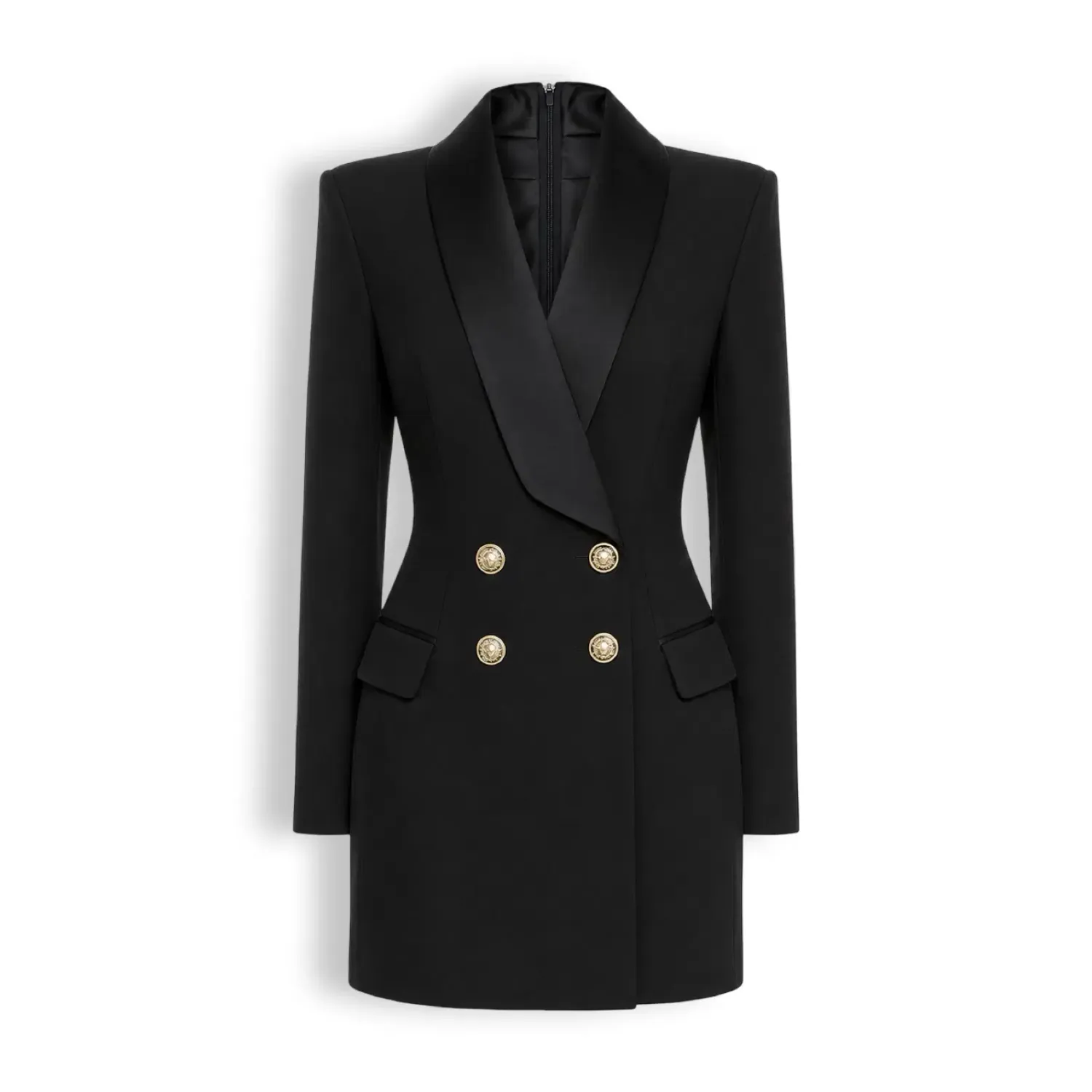 TBS Vestido Blazer Preto de abotoamento Dupla