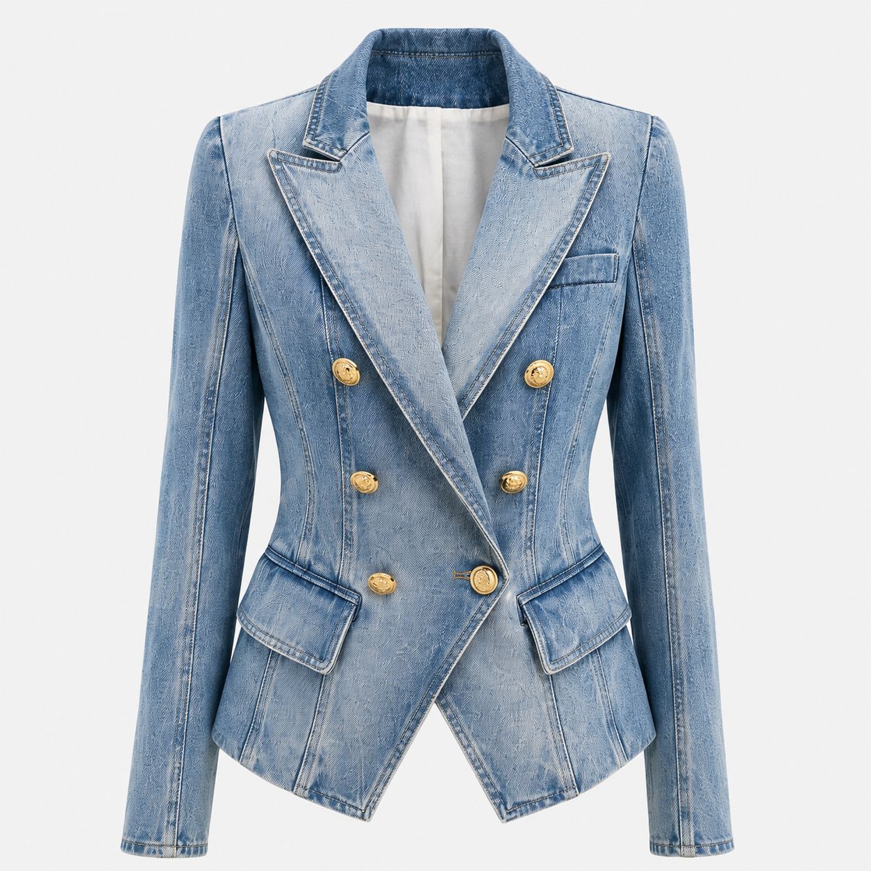 TBS Blazer jeans Estruturado com Botões Dourados