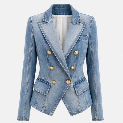 TBS Blazer jeans Estruturado com Botões Dourados