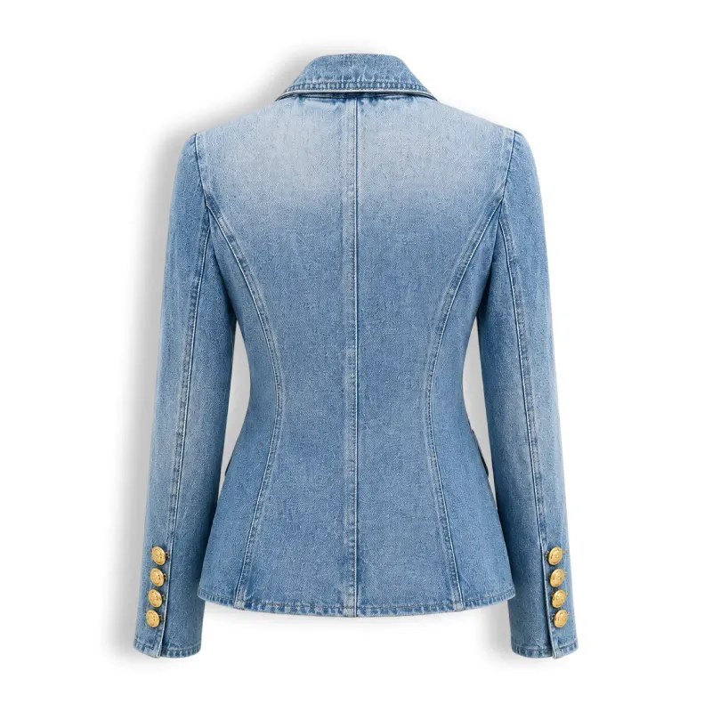TBS Blazer jeans Estruturado com Botões Dourados