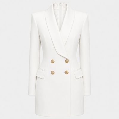 TBS Vestido Blazer Branco de Abotoamento duplo