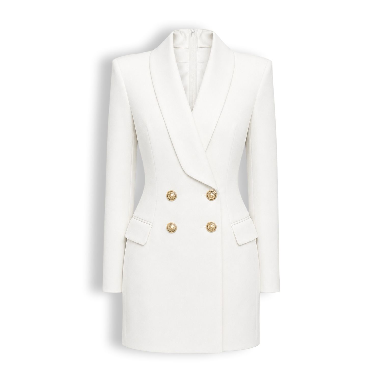 TBS Vestido Blazer Branco de Abotoamento duplo