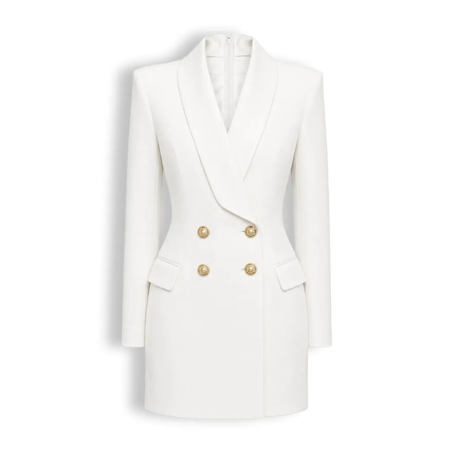 TBS Vestido Blazer Branco de Abotoamento duplo