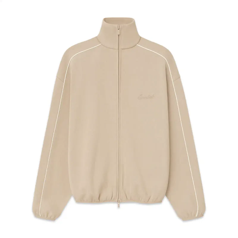 Fear of God Essentials Modern Fit Fleece Track Jacket Beige