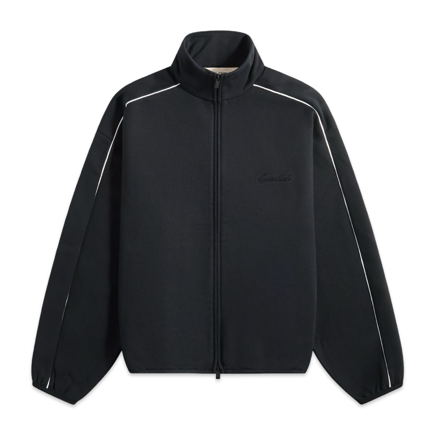 Fear of God Essentials Modern Fit Fleece Track Jacket Black Fear of God Essentials Modern Fit Fleece Track Jacket Black