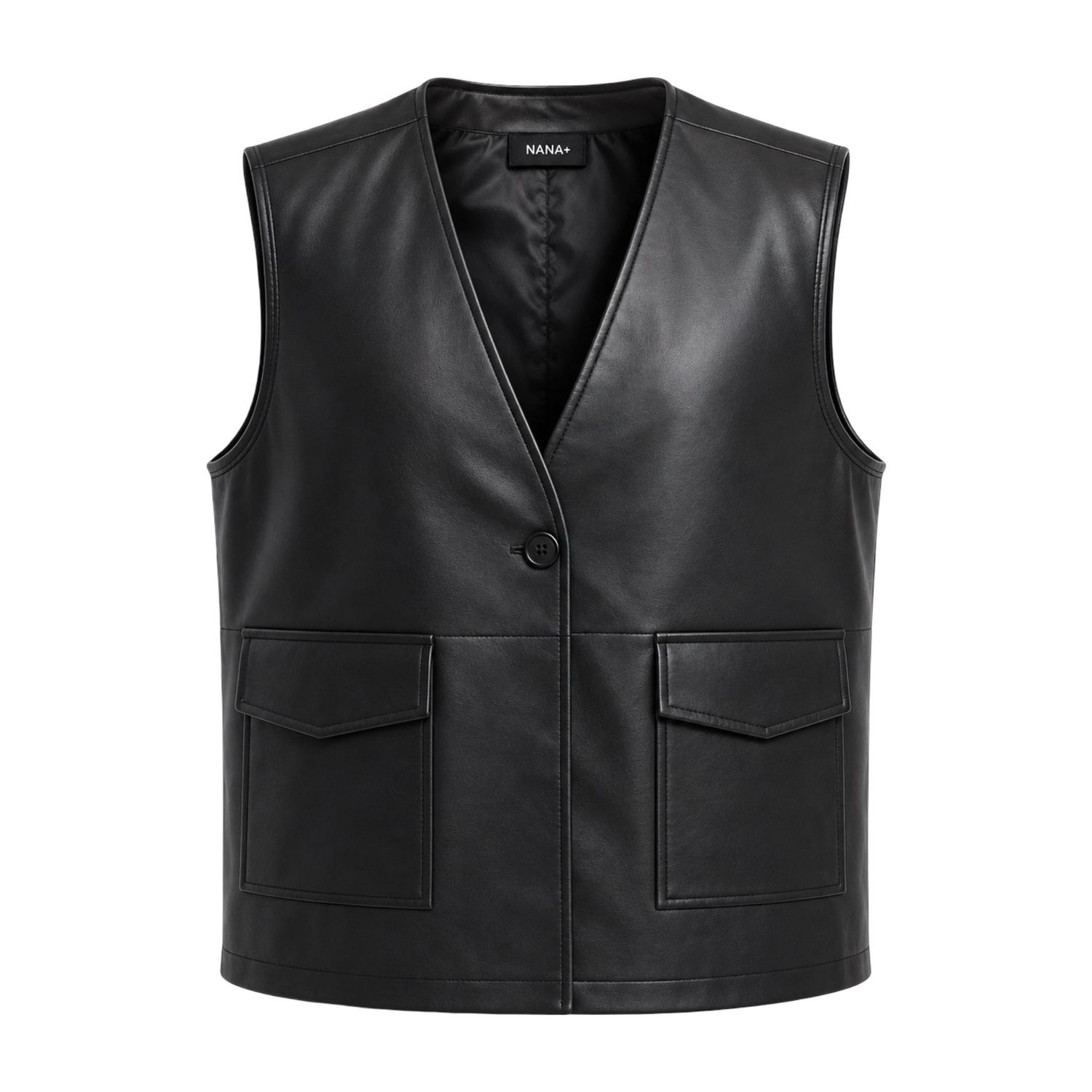 TBS Colete Masculino Preto Efeito Couro NANA+ TBS Colete Masculino Preto Efeito Couro NANA+