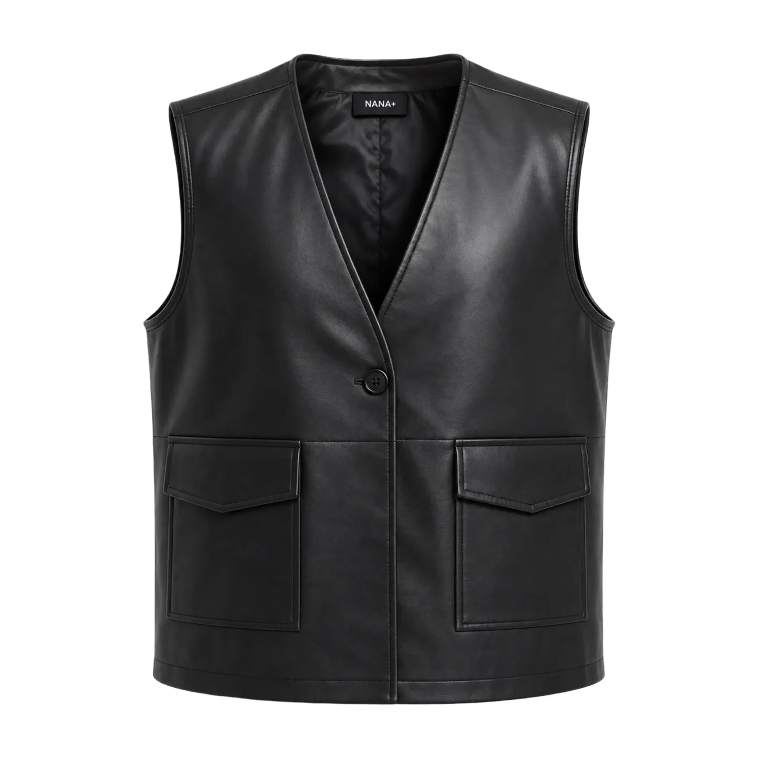 TBS Colete Masculino Preto Efeito Couro NANA+