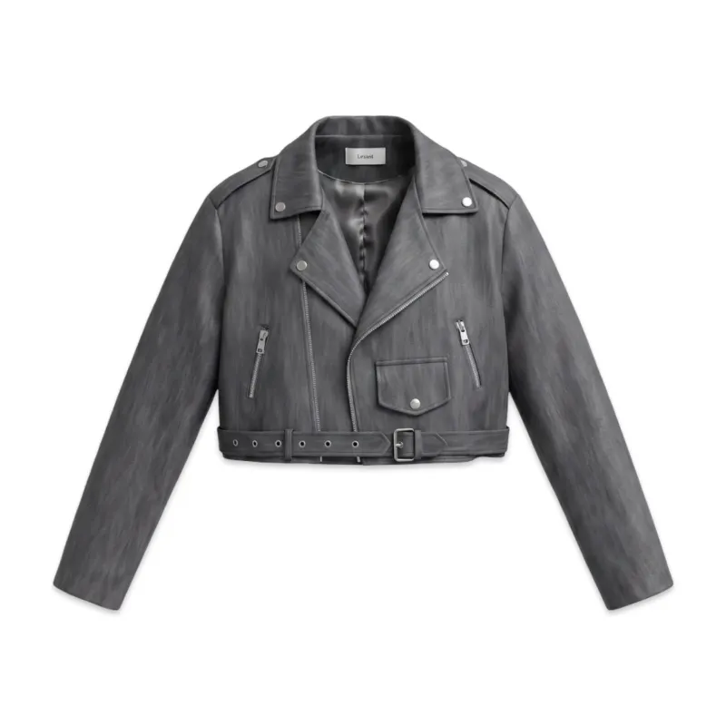 TBS Biker jacket Cropped Material Sintético Efeito Lavado