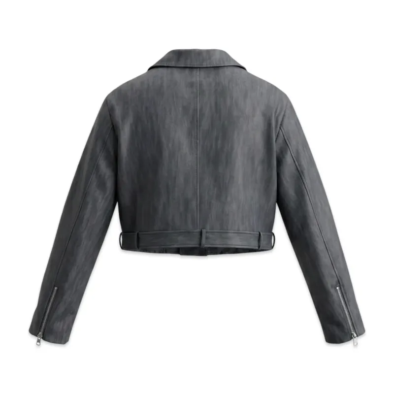 TBS Biker jacket Cropped Material Sintético Efeito Lavado
