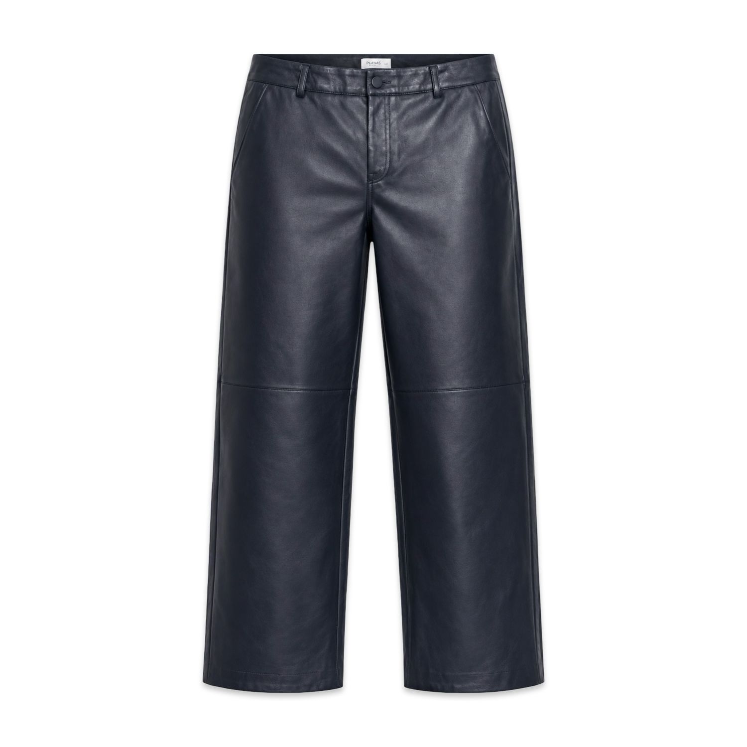TBS Calça Masculina Preta Efeito Couro Wide Leg