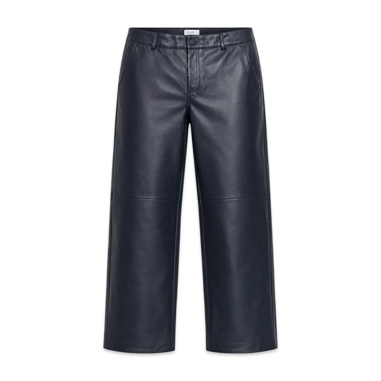 TBS Calça Masculina Preta Efeito Couro Wide Leg