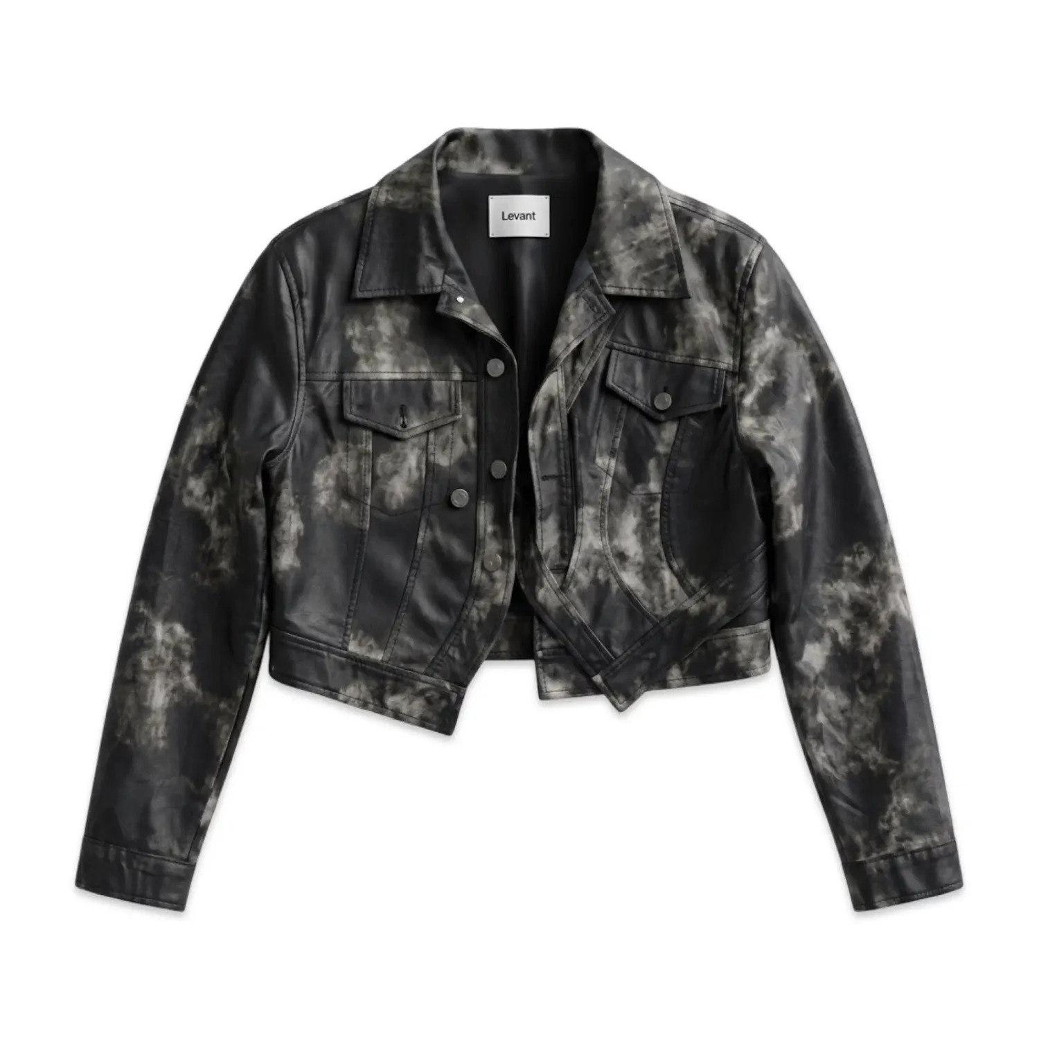 TBS Cropped jacket Efeito Acid Wash Tie-Dye Sintético