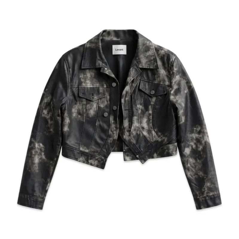 TBS Cropped jacket Efeito Acid Wash Tie-Dye Sintético