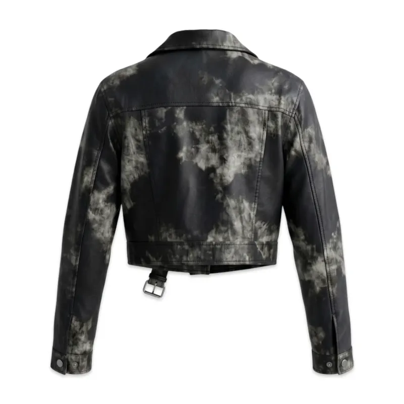 TBS Cropped jacket Efeito Acid Wash Tie-Dye Sintético