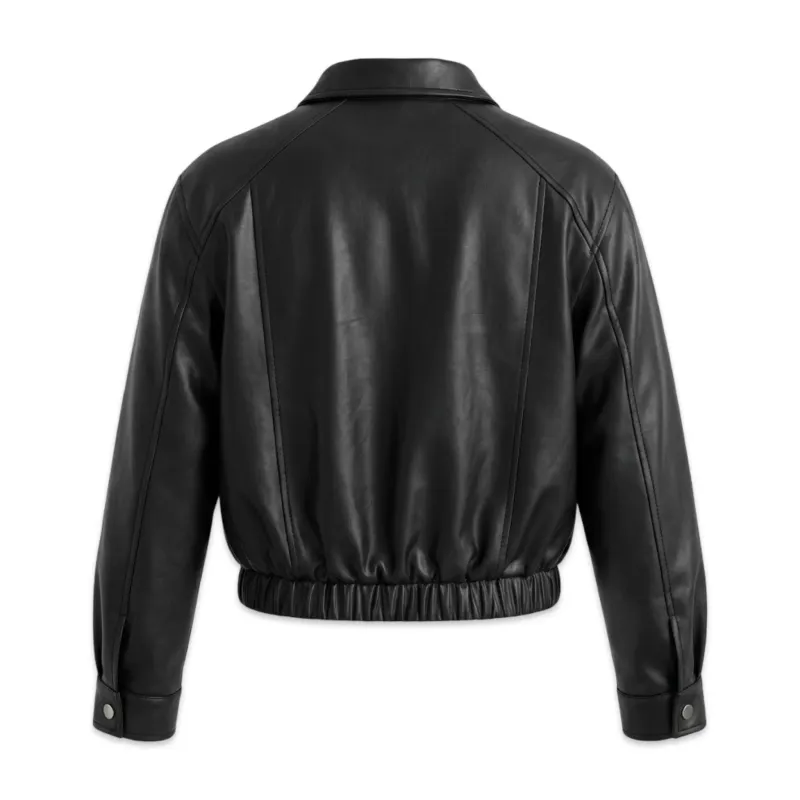 TBS Bomber jacket Cropped Preto Material Sintético