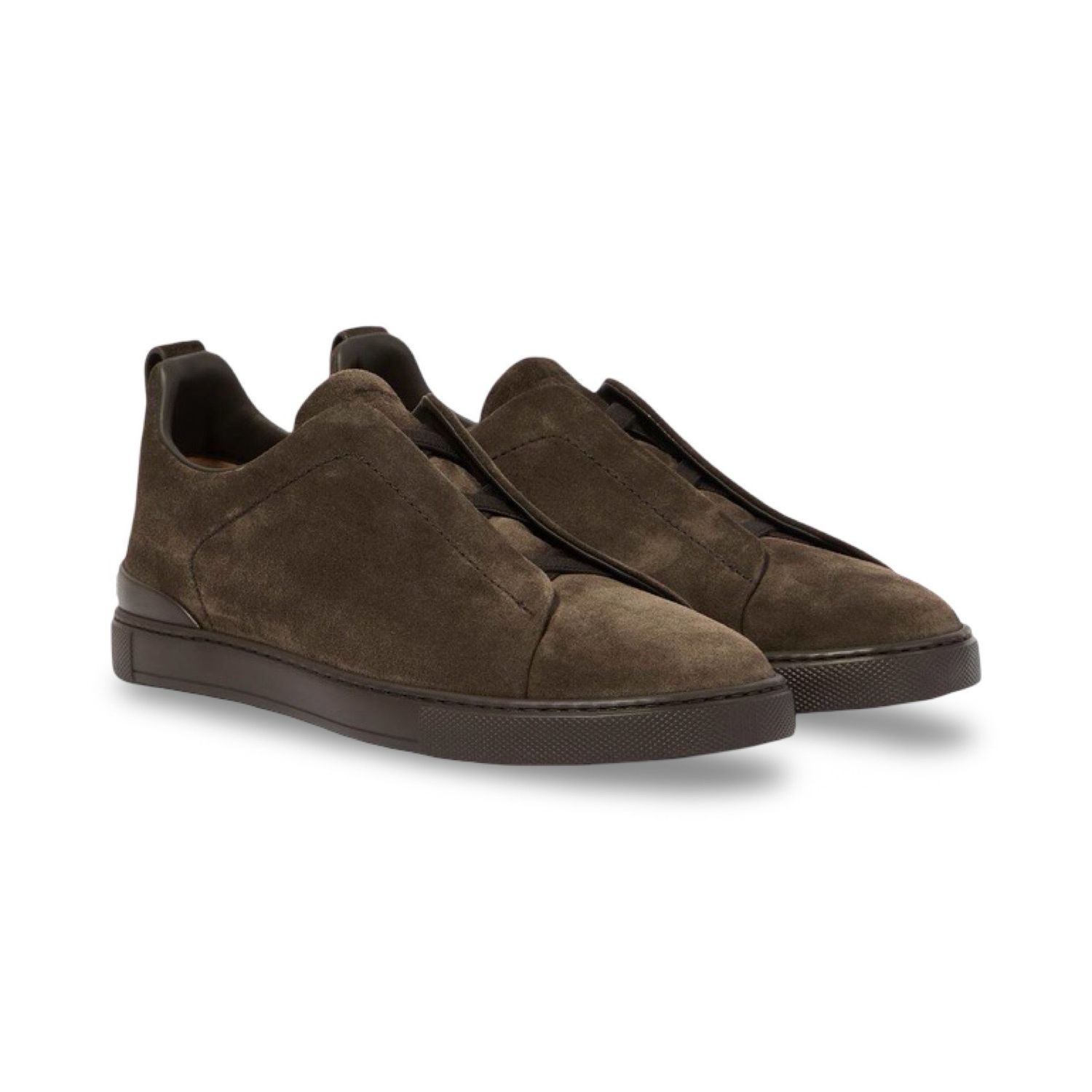 Zegna Triple Stitch Suede Dark Brown