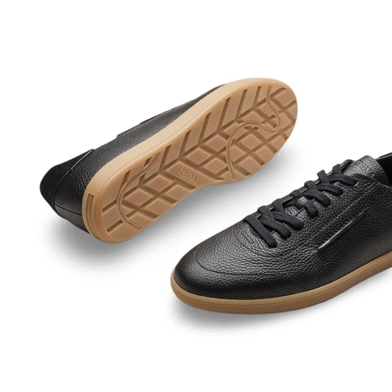 Zegna Secchiello Grain Leather Black / Gum
