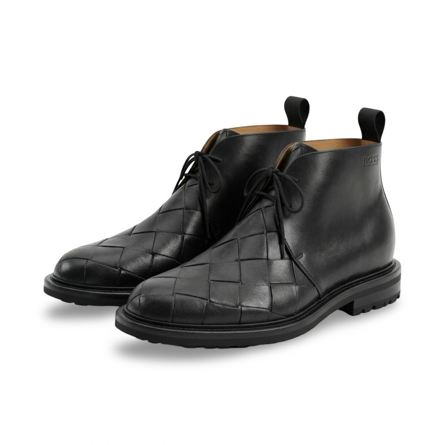 Bottega Veneta Intrecciato Leather Chukka Boots Black