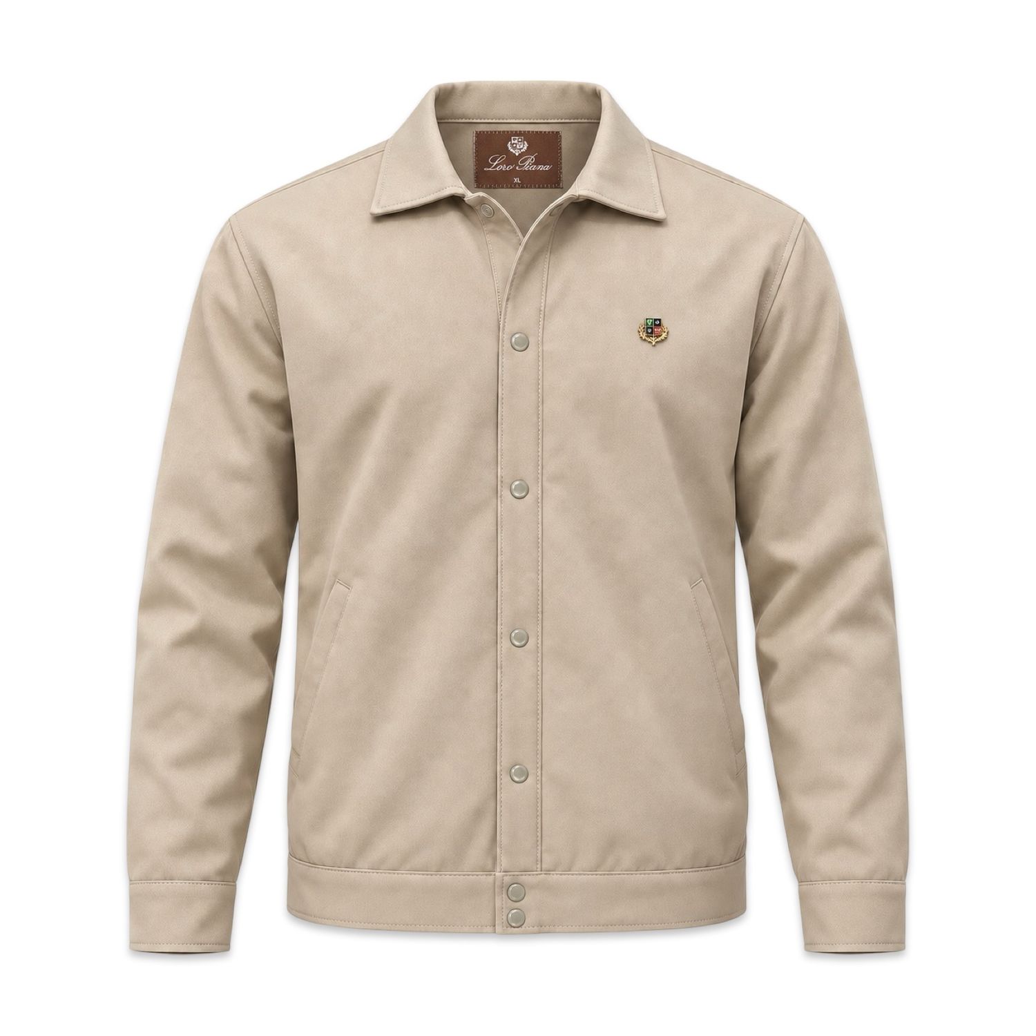 Loro Piana Shirt Jacket bege masculina com brasão em Luanda Angola