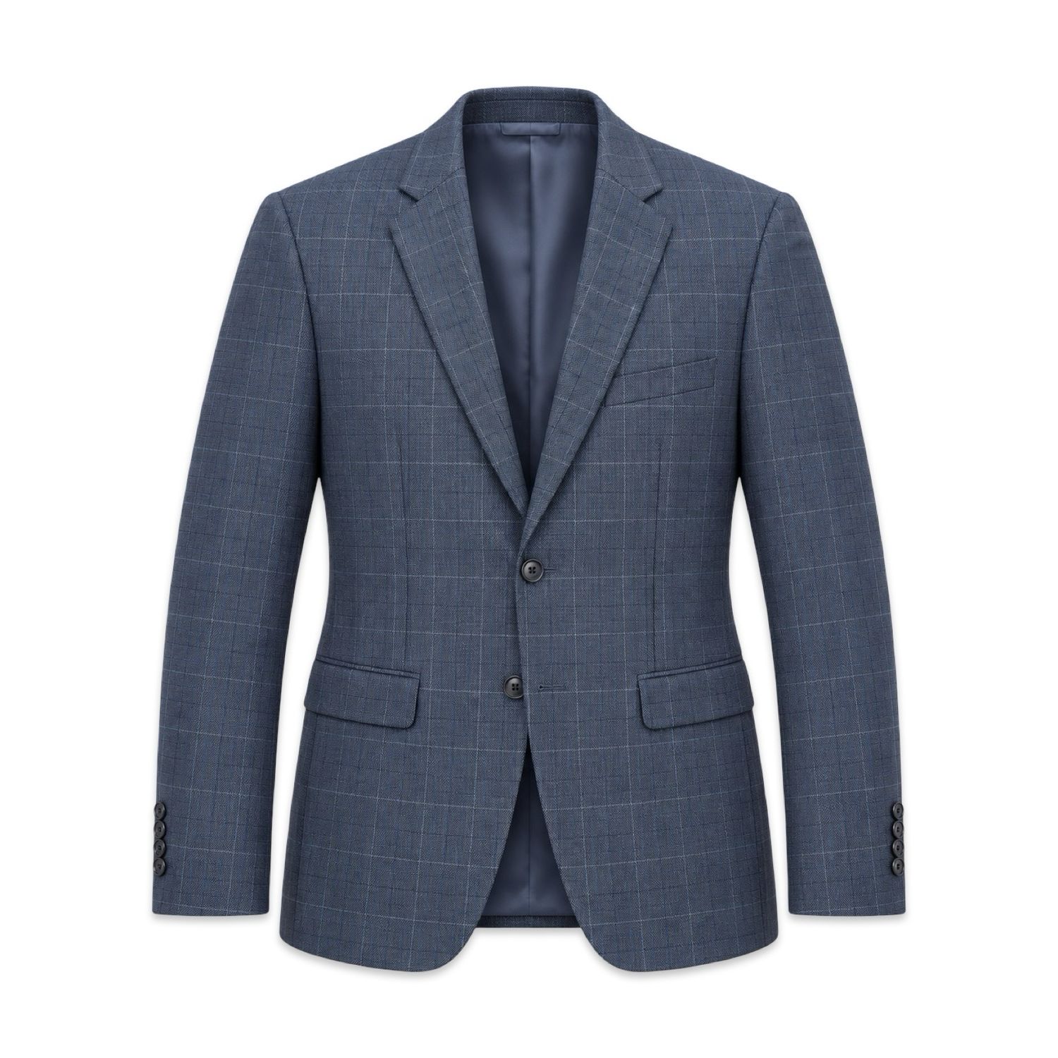 Daniel Collins 3-Piece Windowpane Suit Slate Blue