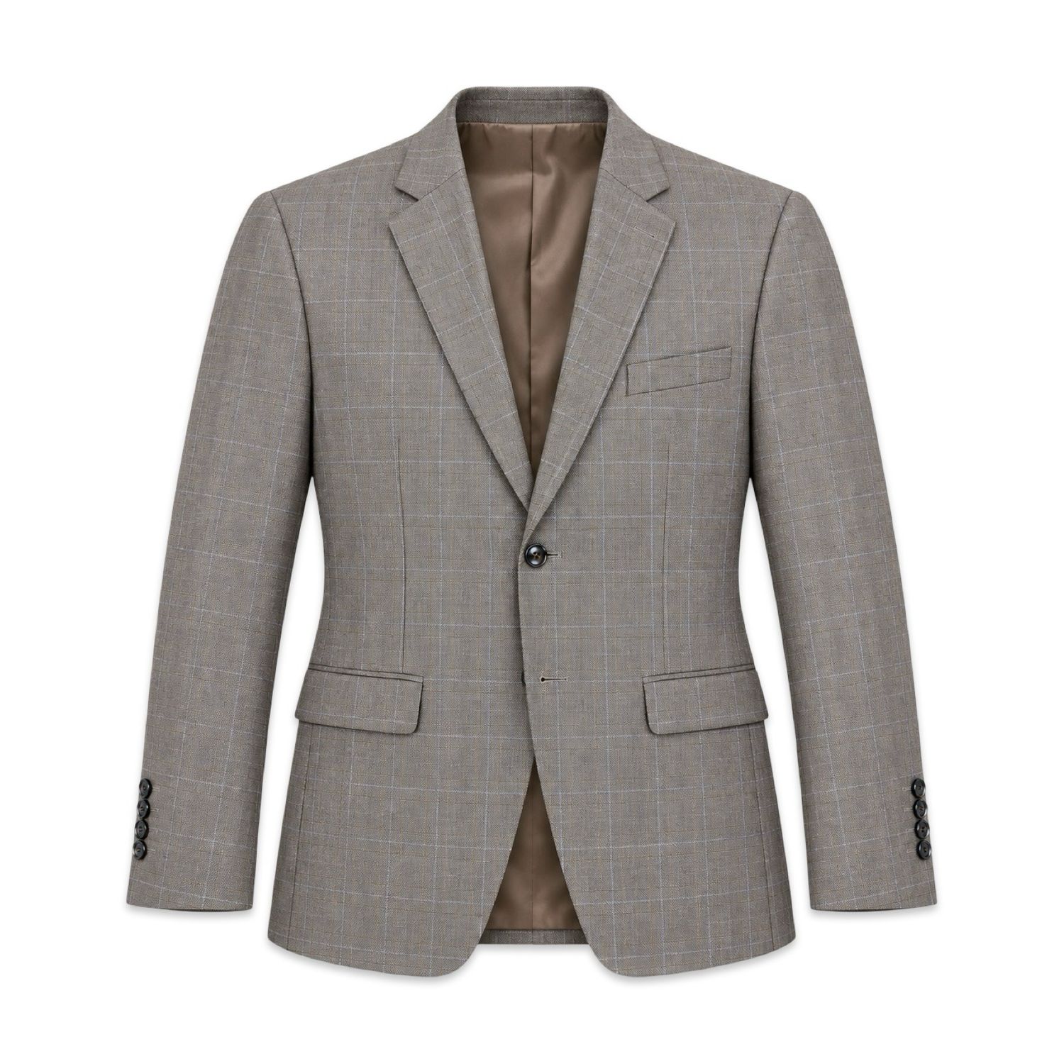 Daniel Collins 3-Piece Windowpane Suit Taupe Grey