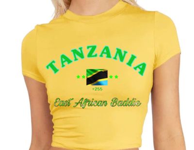 Tanzania Baddie Babe Crop Top +255 - Yellow Women&#39;s Top