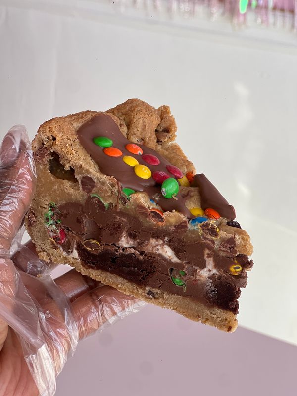 M&amp;M Brownie Cookie Pie Slice