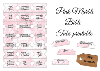 Pink marble Bible tabs printable