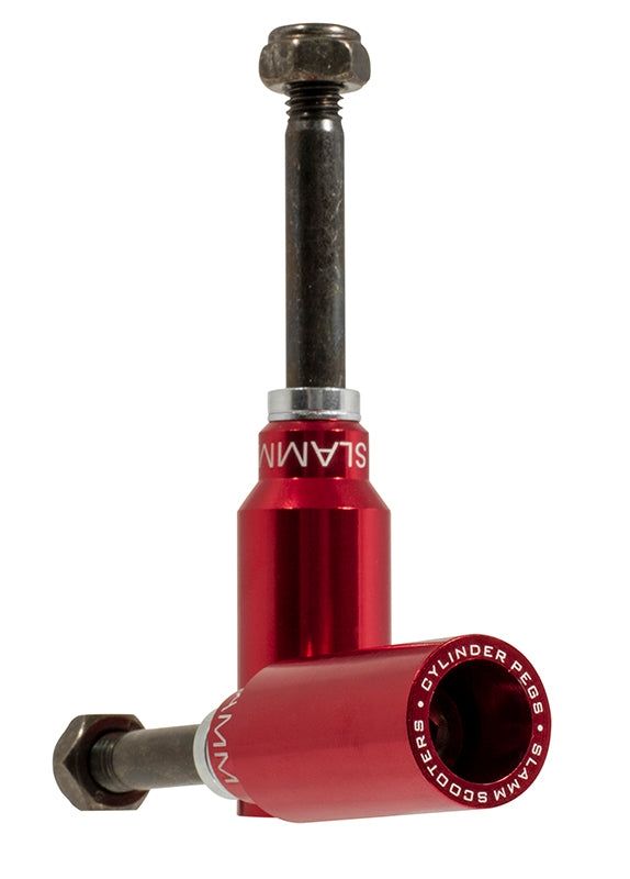 Slamm Cylinder Scooter Stunt Pegs with Axles - Red