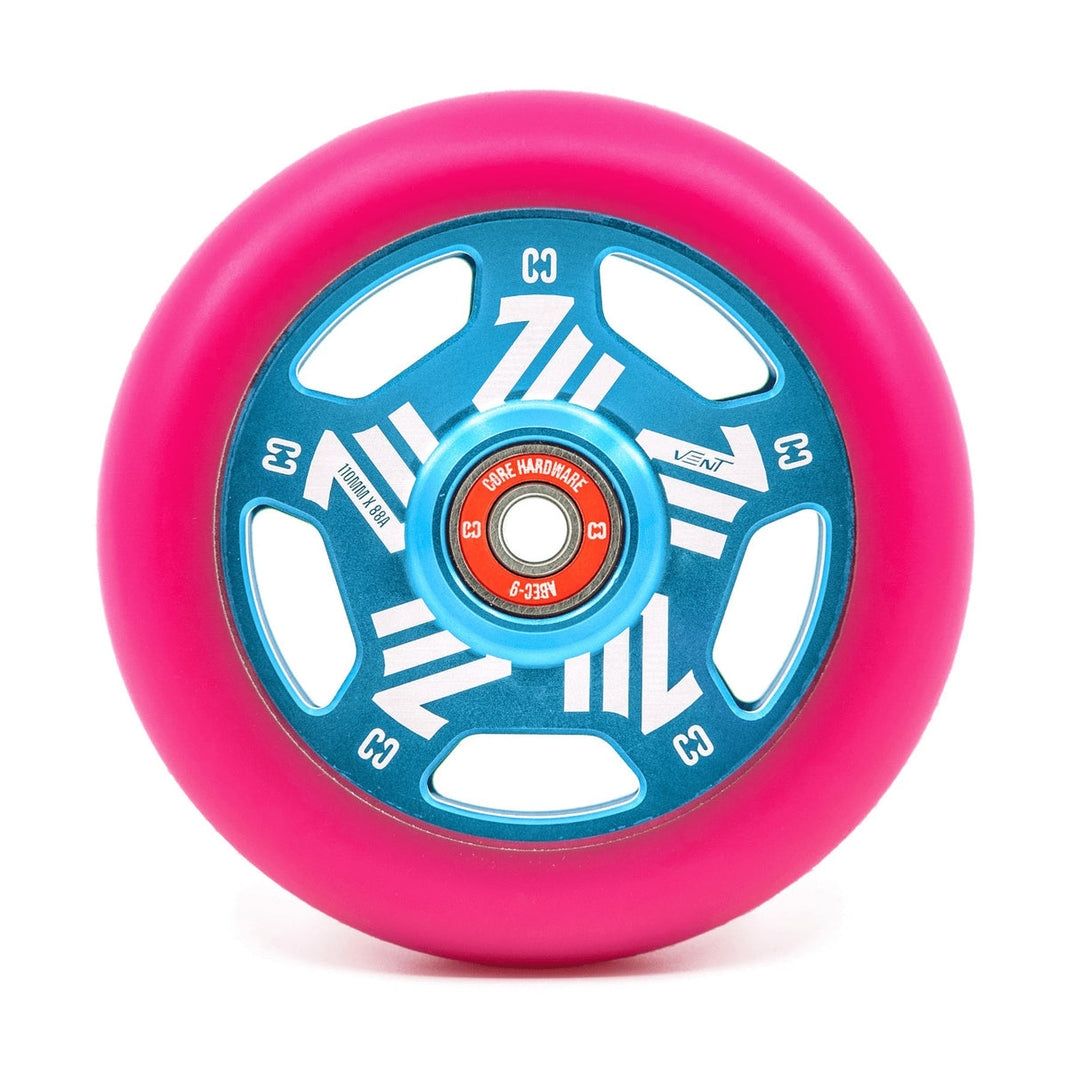 Core Vent Hollow Stunt Scooter Wheel Pink/Teal 110mm Core Vent Hollow Stunt Scooter Wheel Pink/Teal 110mm