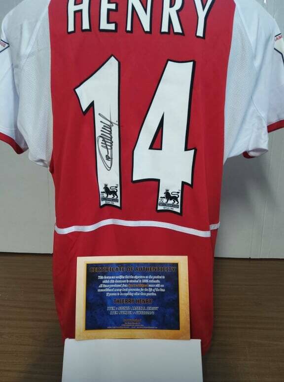 Maglia Replica ARSENAL HENRY 14  JERSEY HOME SIGNED AUTOGRAPHS TEAM  with  COA certificate ARSENAL HENRY 14 Signed