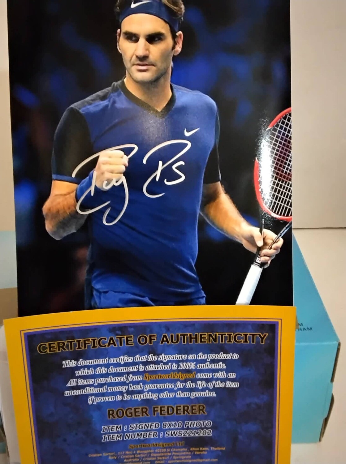 FOTO Roger Federer RF Autografata Signed + COA Photo ROGER FEDERER RF  Autografato Signed