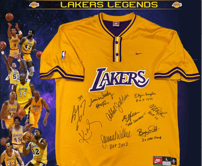 Lakers Los Angeles Legends Maglia Autografata Signed  Autografata  Signed Laker Leggende COA certificate Jersey Signed Maglia Nba  Signed Lakers Los Ang  Doppio Certificato COA Double Certificate COA