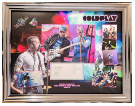 Autograph book page 1990 signed clearly by Signed + COA COLDPLAY Signed Autograph Pagina QUADRO Autografato Signed Chris Martin & Jonny Buckland Coldplay Signed Autograph Presentation