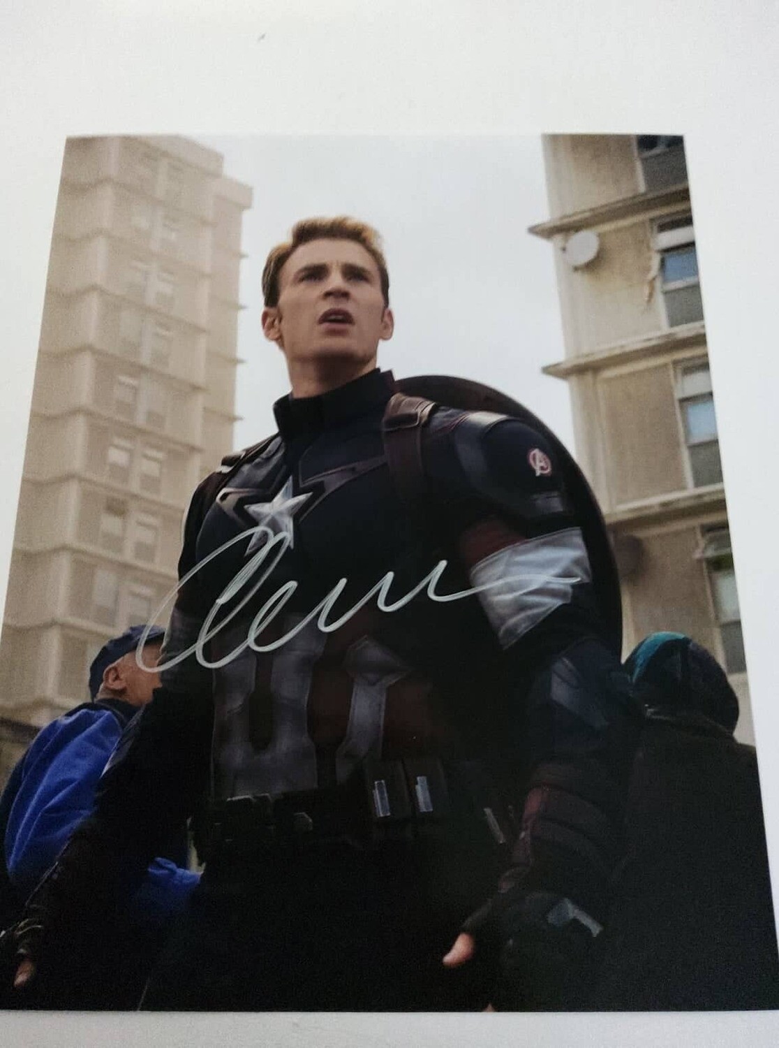 FOTO Captain America Chris Evans Signed + COA Photo Captain America Chris Evans Autografato Signed