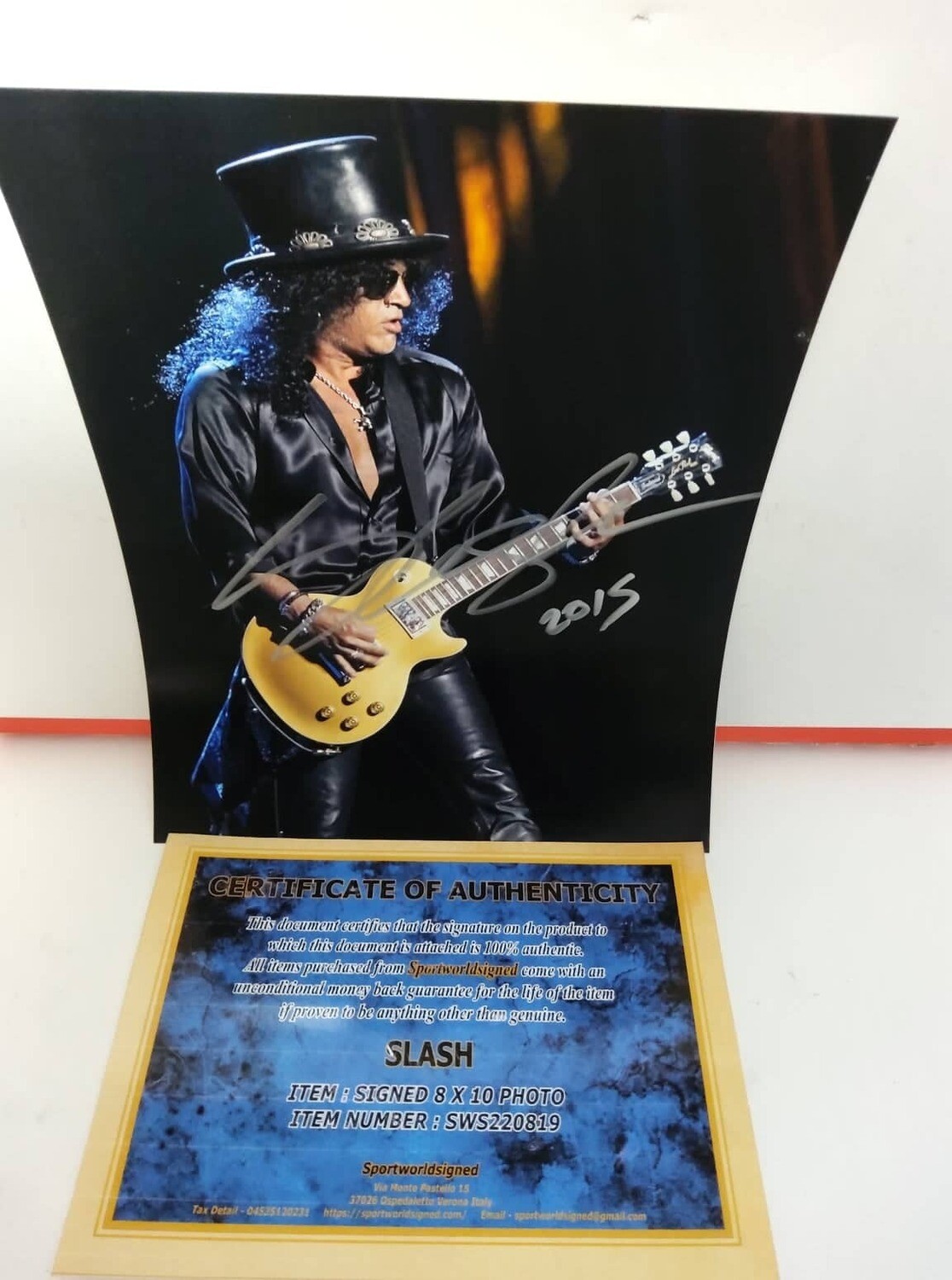 FOTO  Slash Guns N' Roses Autografata Signed + COA Photo  Slash Guns N' Roses  Autografata Signed
