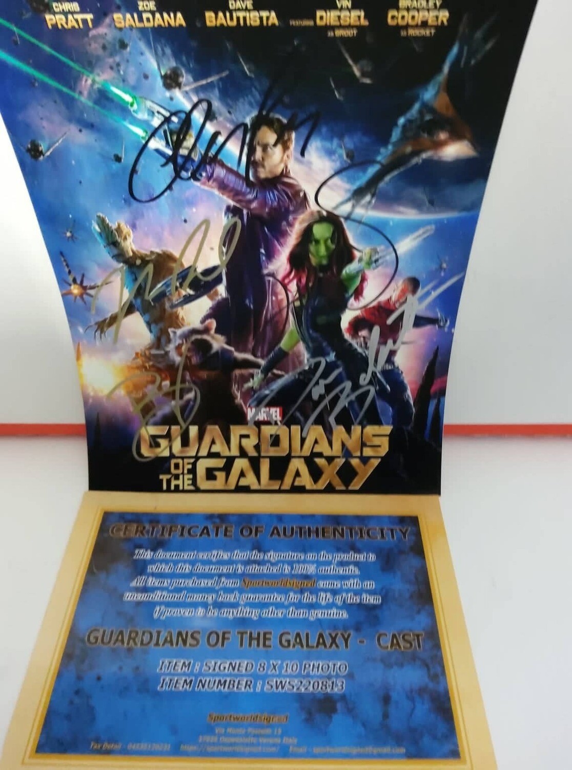 FOTO Guardians of the Galaxy  Autografata Signed + COA Photo Guardians of the Galaxy  Autografato Signed